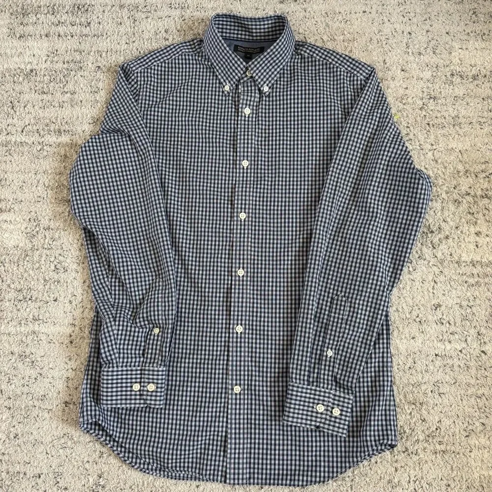 Banana Republic Non-Iron Tailored Slim Fit Shirt Men’s M Blue Check Button Down